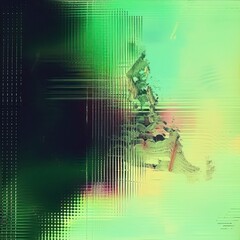 Wall Mural - minimalist generative artistic background with high-end holographic glitch gradient green tones