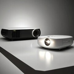 The white multimedia projector isolated on Black background