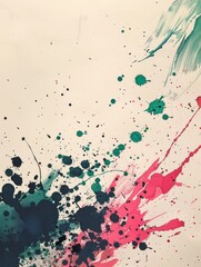 Wall Mural - splash ink abstract illustration in pink and green on a light background