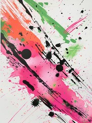 Wall Mural - splash ink abstract illustration in pink and green on a light background