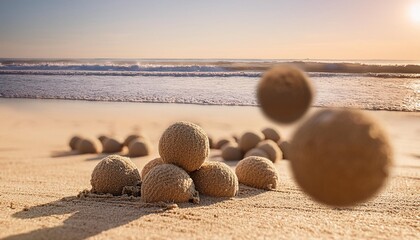 Canvas Print - cancer builds sand balls on the beach