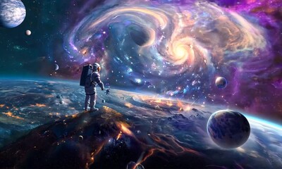 Wall Mural - Astronaut Gazing at the Cosmos