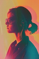 Wall Mural - stylized generative portrait background with noisy surface and deep colors