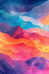Wall Mural - stylized abstract landscape illustration background with noisy surface and deep colors