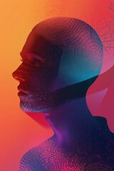 Wall Mural - stylized generative portrait background with noisy surface and deep colors