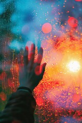 Wall Mural - stylized poster background with noisy surface and deep colors