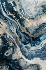 Wall Mural - abstract blue poster illustration with organic free artistic fluid composition and faded colors