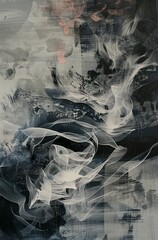 Wall Mural - abstract blue poster illustration with organic free artistic fluid composition and faded colors