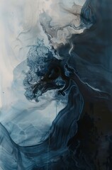 Wall Mural - abstract blue poster illustration with organic free artistic fluid composition and faded colors