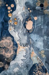 Wall Mural - abstract blue poster illustration with organic free artistic fluid composition and faded colors