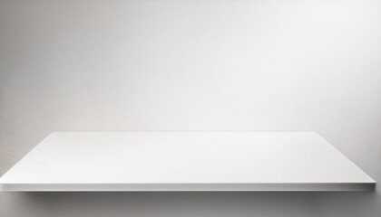 Wall Mural - empty white table on white wall background high quality photo