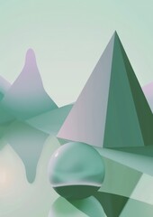 Wall Mural - minimal abstract scenery poster background with green soft pastel colors