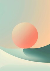 Wall Mural - minimal abstract scenery poster background with green soft pastel colors