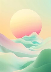 Wall Mural - minimal abstract scenery poster background with green soft pastel colors