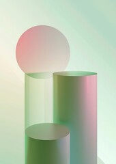 Wall Mural - minimal abstract scenery poster background with green soft pastel colors