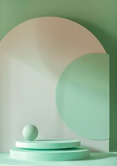 Wall Mural - minimal abstract scenery poster background with green soft pastel colors