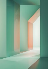 Wall Mural - minimal abstract scenery poster background with green soft pastel colors