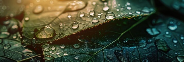 Wall Mural - Raindrops of the monsoon season on a leaf