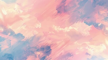 Wall Mural - A background pattern of soft, airy brushstrokes creating abstract cloud-like forms in a serene, pastel color palette.