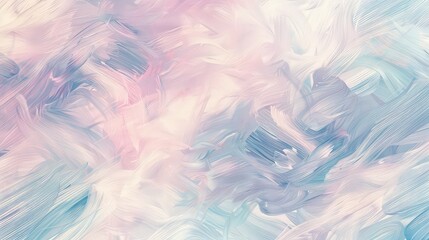 A background pattern of soft, airy brushstrokes creating abstract cloud-like forms in a serene, pastel color palette.