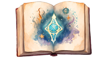 Spell Book In Watercolor 