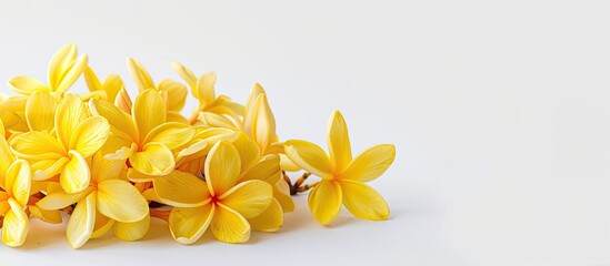 Wall Mural - Yellow Ratchaphruek flowers isolated on a white background in font view with ample copy space image.