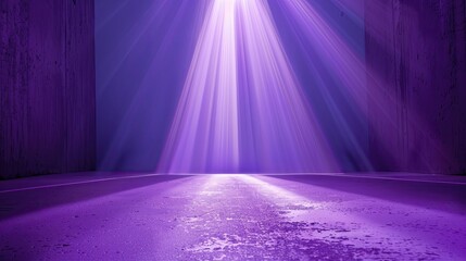 Wall Mural - Purple light beam, light blue background, light beam shining downward, roof top light