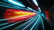 © Andrii Tetera - Motion blur of bright lights in a tunnel at night, creating a sense of speed and movement