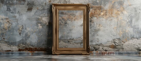 Wall Mural - Wooden frame with empty wall as background for a concept, with room for copy space image.