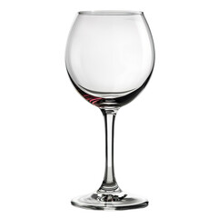 Front view of an empty wine glass isolated on a white transparent background