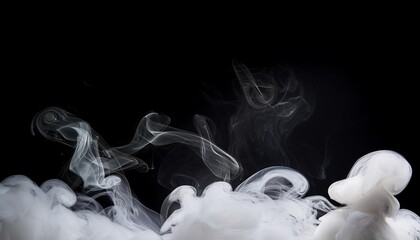 Wall Mural - white smoke on a black background slowly spreads along the bottom