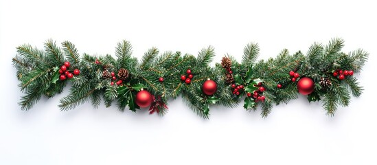 Leinwandbilder - Christmas garland on a white background. with copy space image. Place for adding text or design