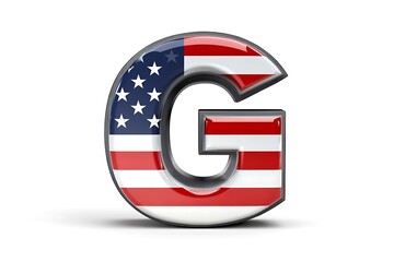 Wall Mural - Letter G stars and stripes american flag lettering font. 3D Rendering