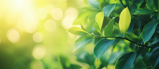 Poster - Abstract blur of green leaves in sunlight natural green plants used as a background or wallpaper. with copy space image. Place for adding text or design