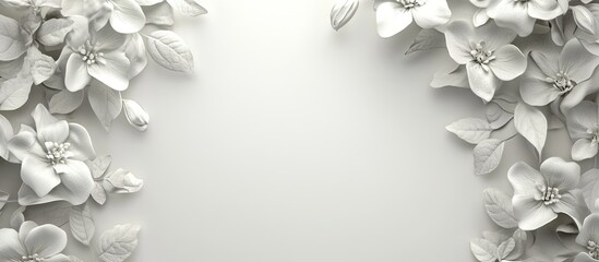 Fototapete - White floral border. with copy space image. Place for adding text or design
