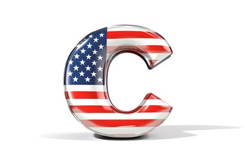 Wall Mural - Letter C stars and stripes american flag lettering font. 3D Rendering