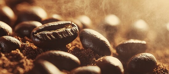 Poster - Coffee beans with a retro vintage filter effect. with copy space image. Place for adding text or design