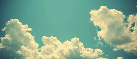 Aufkleber - Vintage hipster background featuring a beautiful blue sky with fluffy white clouds ideal for adding text or images copy space image