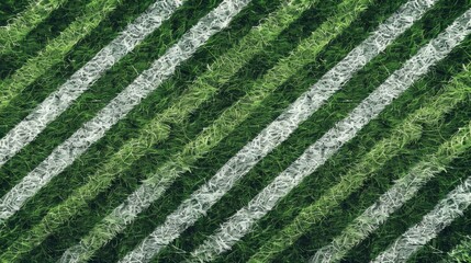 A green and white striped field with grass