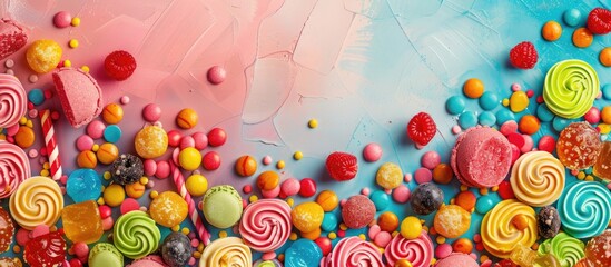 Poster - Vibrant sweets creating a delightful display in a copy space image