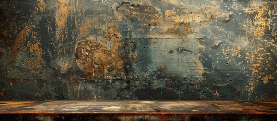Aufkleber - Vintage metal table on grunge background prepared for product display montages with copy space image