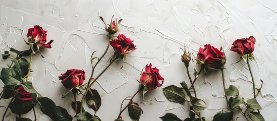 Leinwandbilder - Roses drying with copy space image on a white backdrop
