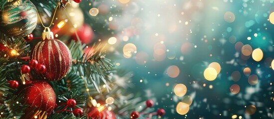 Leinwandbilder - Elegant background for Christmas and New Year with copy space image featuring fireworks