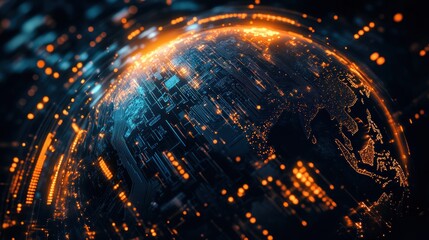 Digital Globe with Circuit Board Design