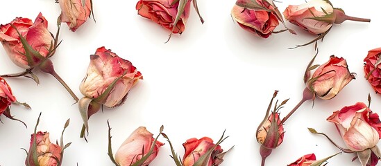 Leinwandbilder - Roses drying with copy space image on a white backdrop