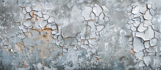 Poster - Old weathered concrete wall adorned with cracked and peeling paint creating a grunge texture ideal for background and design purposes with a high resolution copy space image available