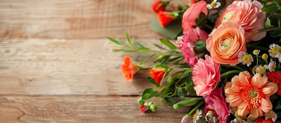 Poster - Flower arrangement on a table with copy space image for text placement needs