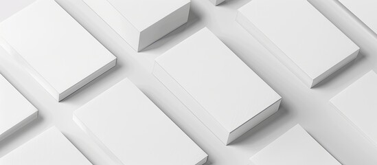 Fototapete - Design friendly blank business cards isolated on a white background serving as a mockup for visual representation with available copy space image