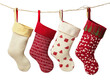 © Rainister - Four colorful Christmas stockings hanging on a line, ready to be filled with festive treats. Perfect holiday decoration and celebration image.