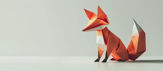 Canvas Print - Mockup featuring an origami fox with copy space image